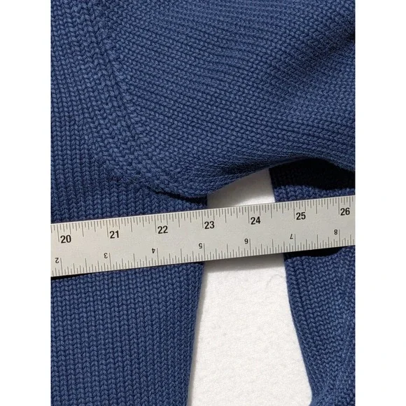 Cutter & Buck Blue‎ Cotton Sweater XL Chunky Knit Elbow Patch - Picture 10 of 13